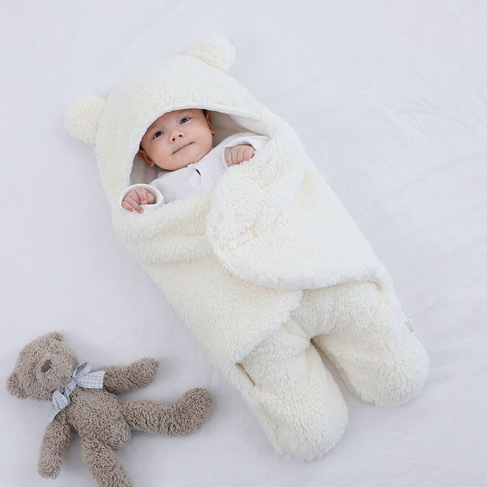 Hendrano Bear Ear Baby Wrap with Plush Hood and Cotton Lining