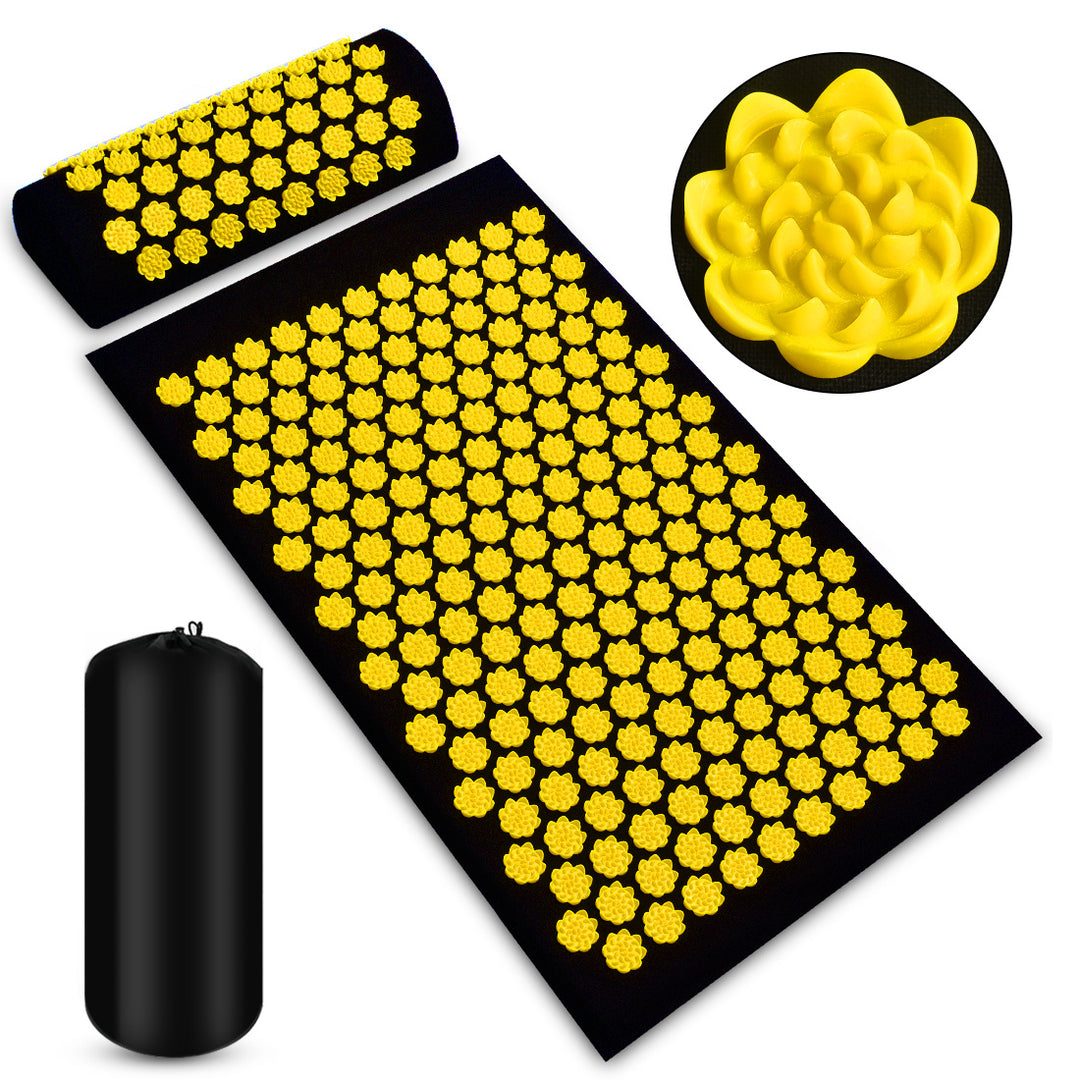 Acupressure mat with matching pillow