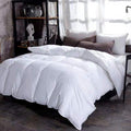 Quilted winter comforter on a made bed
