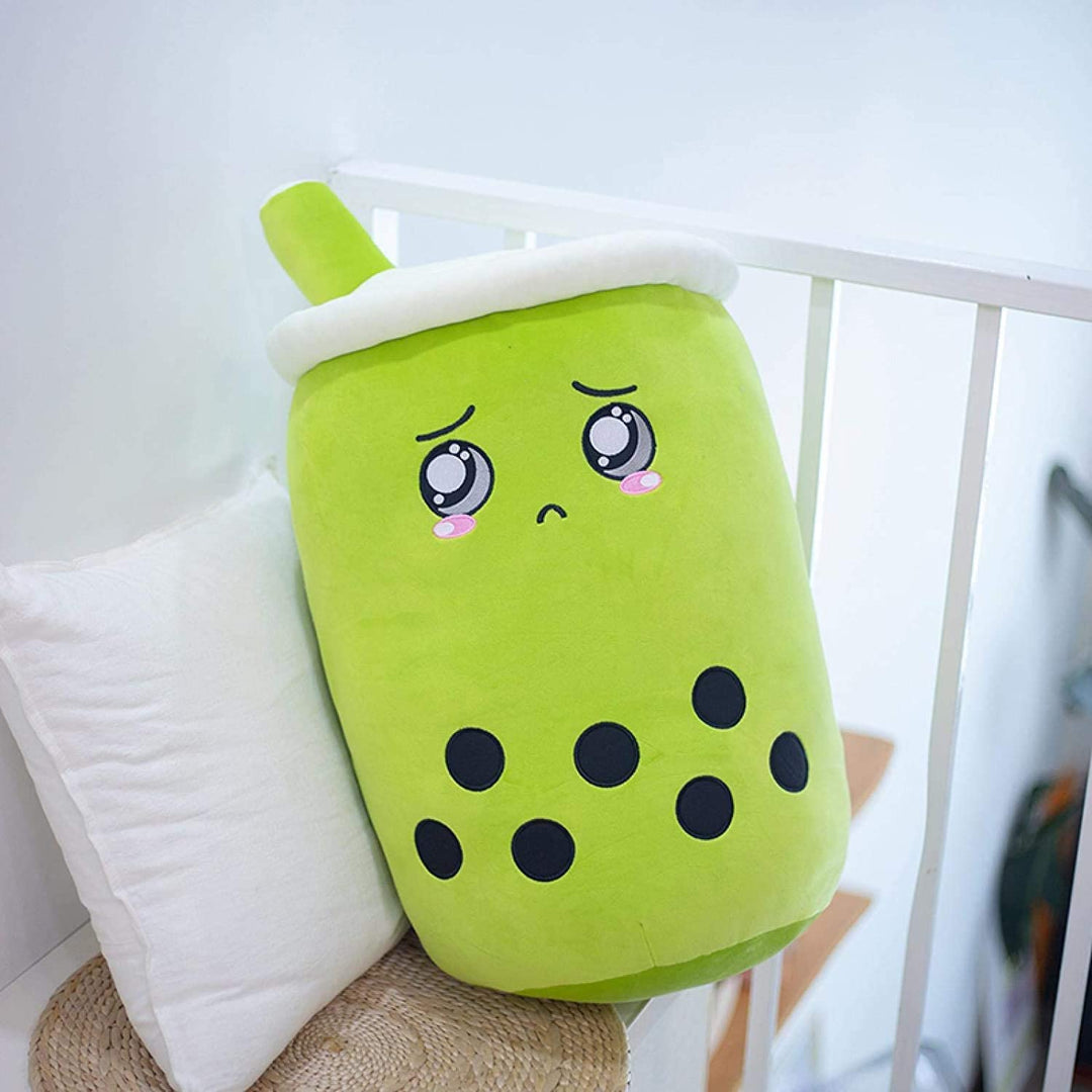 Brown boba tea plush pillow