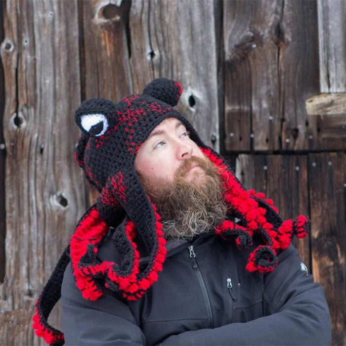 Hendrano Hand-Crocheted Octopus Hat with Curly Tentacles