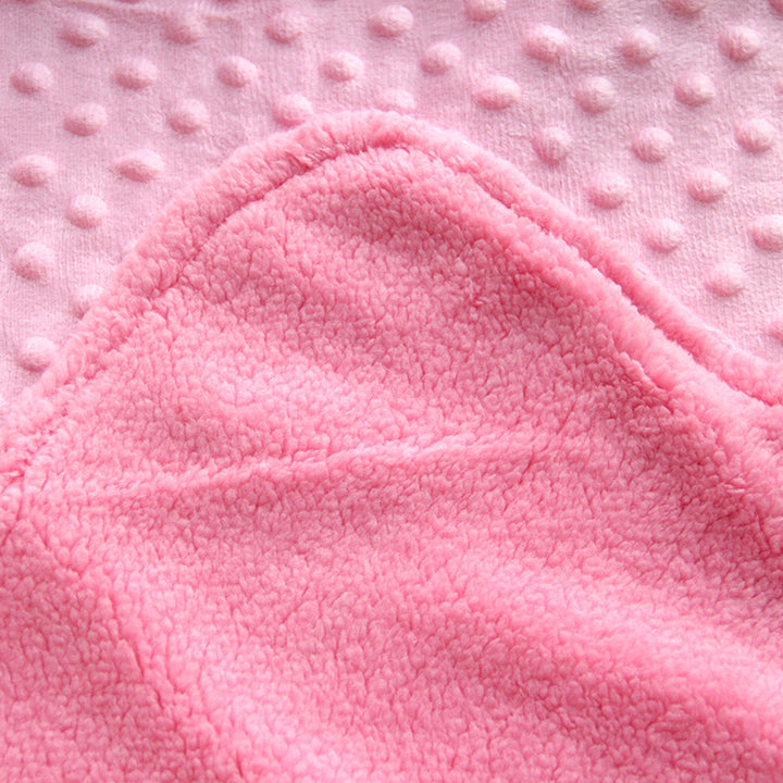 Pink minky dot baby blanket with fleece back