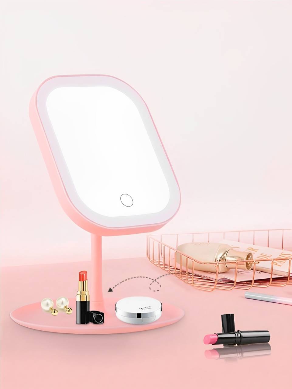 Portable LED Makeup Mirror with Three Light Modes and Dimmer