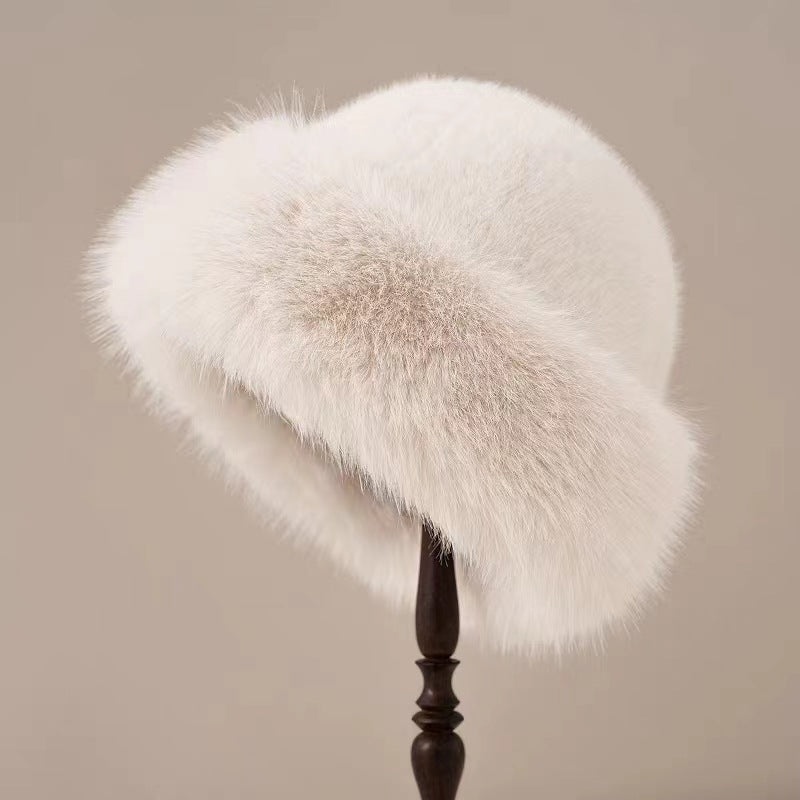 White faux fur Cossack hat