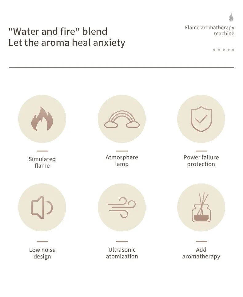 Flame Effect Humidifier and Essential Oil Diffuser, 100 ml