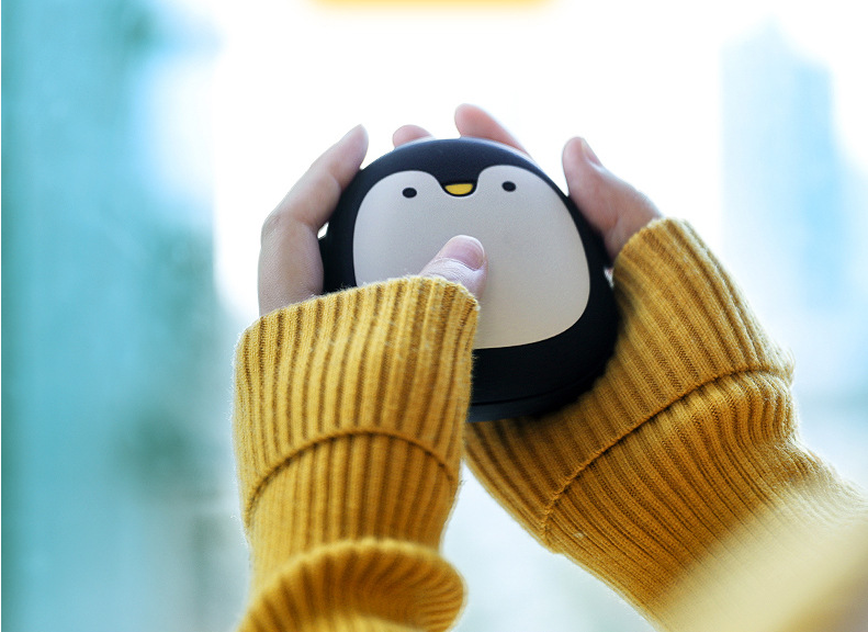 Cartoon Penguin and Polar Bear Hand Warmer, USB Rechargeable