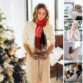 Red plaid heated scarf with power bank