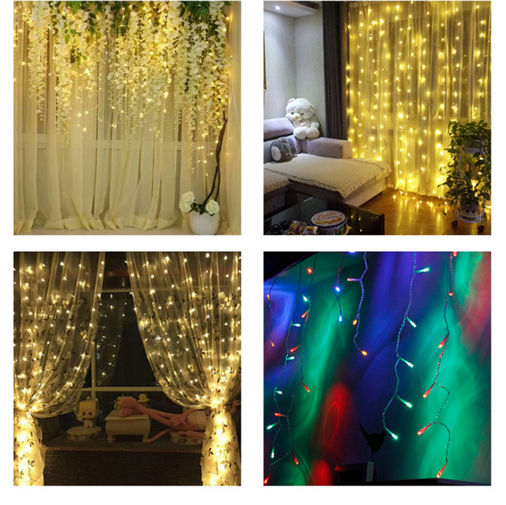 Christmas LED Curtain Lights 3 x 3 m 304 Beads Remote Control