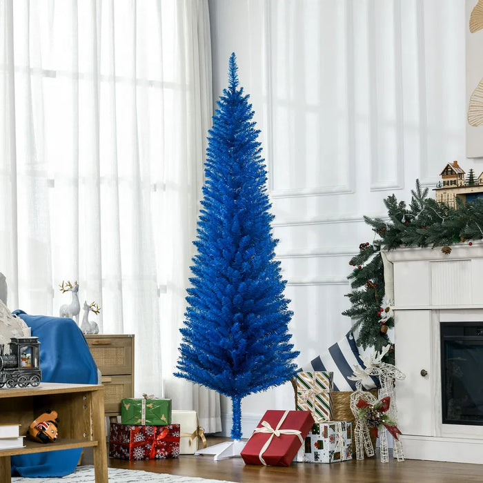 Hendrano 6 ft Blue Pencil Christmas Tree with Detachable Base