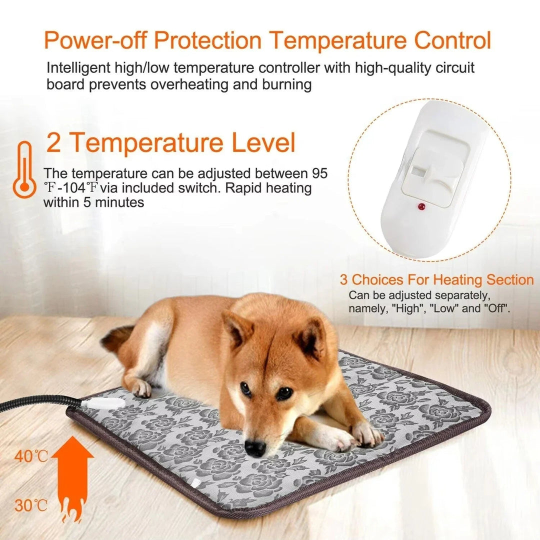 Electric Heated Pet Pad with Two Heat Settings and Chew-Proof Cord