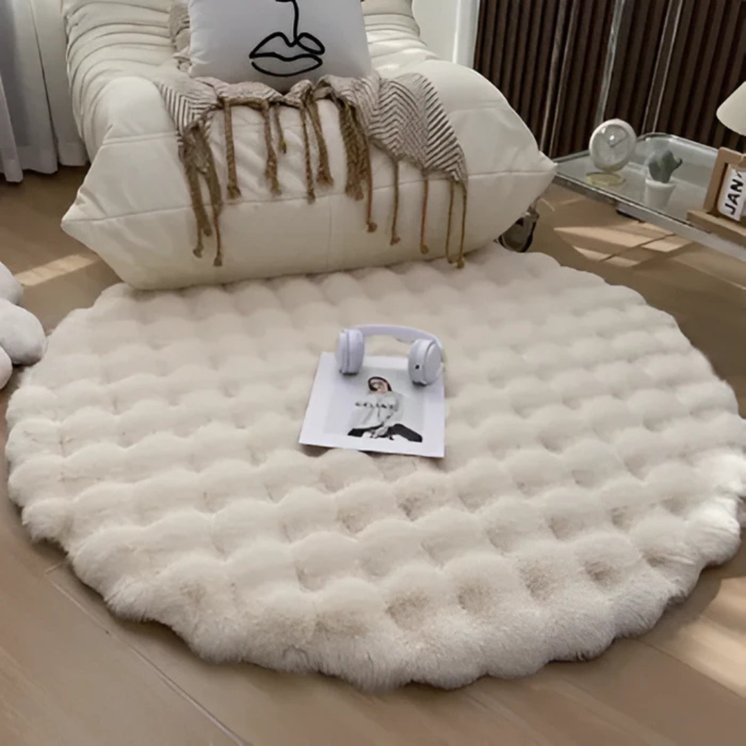 Round Soft Fleece Rug 35 in with Non-Slip Backing