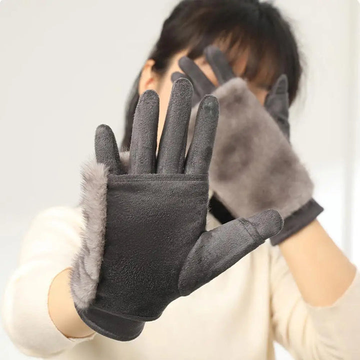 Suede Fur Touch Screen Winter Gloves