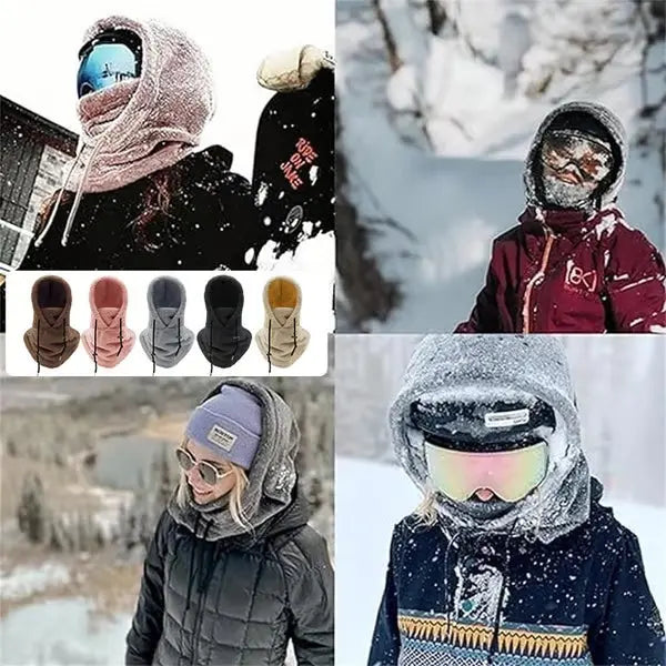 Hendrano™ Windproof Sherpa Hooded Ski Mask with Adjustable Drawstring