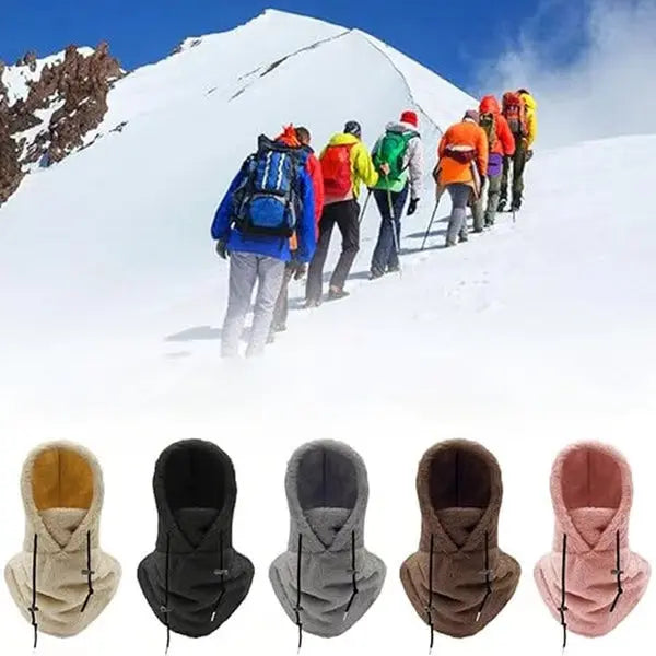 Hendrano™ Windproof Sherpa Hooded Ski Mask with Adjustable Drawstring
