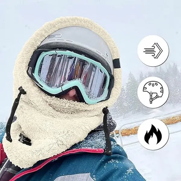 Hendrano™ Windproof Sherpa Hooded Ski Mask with Adjustable Drawstring