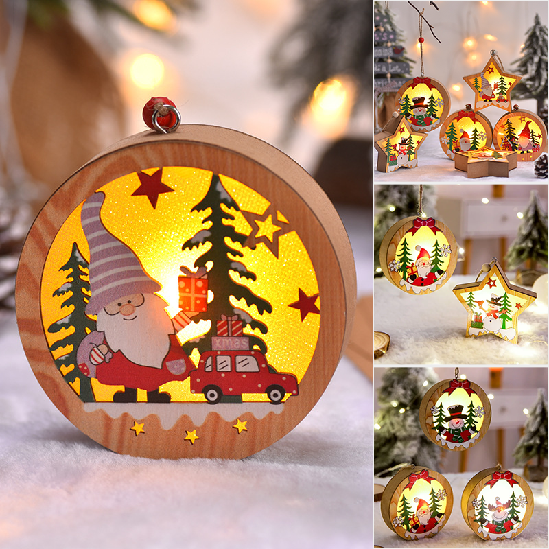 Hendrano™ Wooden Christmas Tree Hanging Light Box with Twine Loop