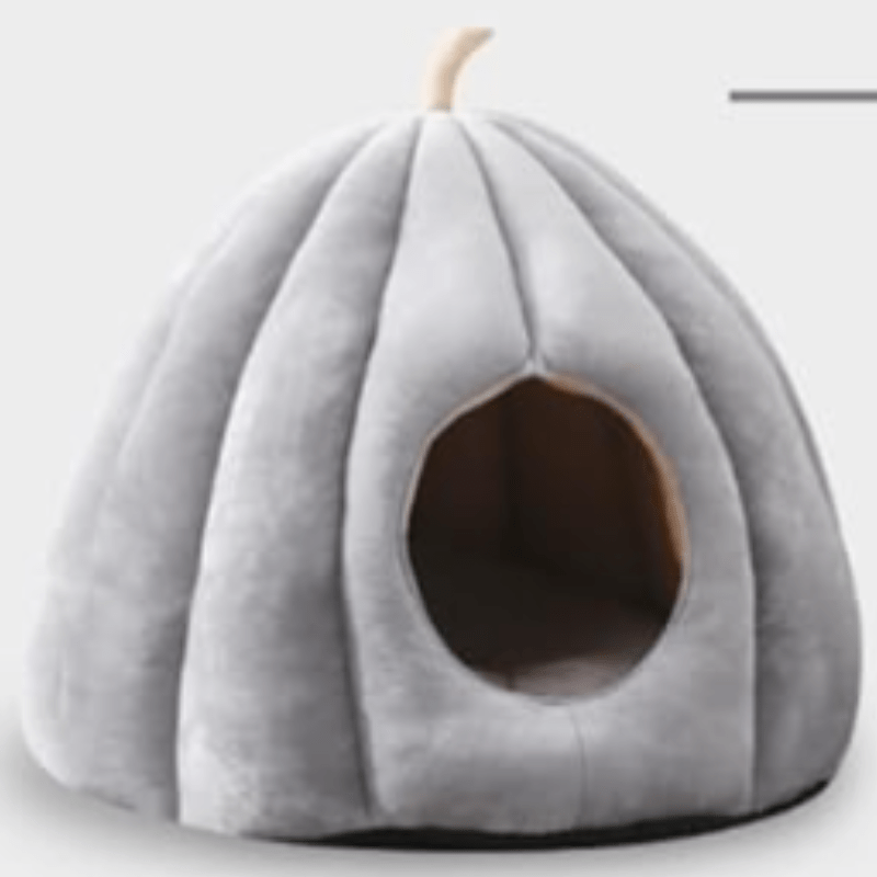 Hendrano™ Cozy Pumpkin Cat Bed with Enclosed Plush Hideaway