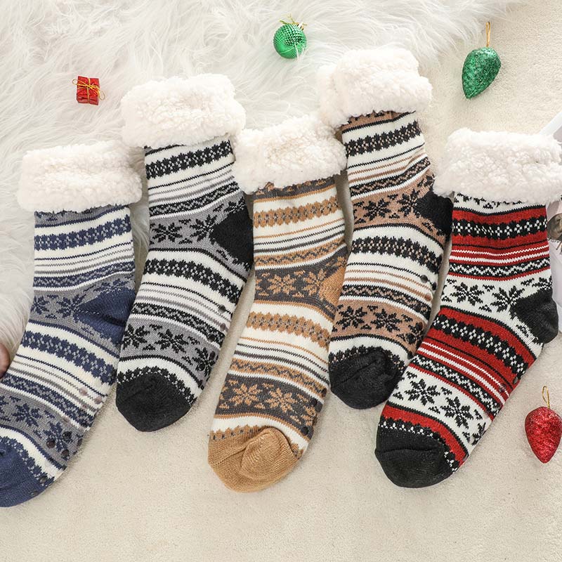 Ultra-Thick Snowflake Slipper Socks with Silicone Grip Soles