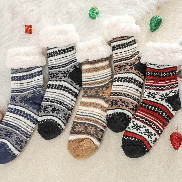 Ultra-Thick Snowflake Slipper Socks with Silicone Grip Soles
