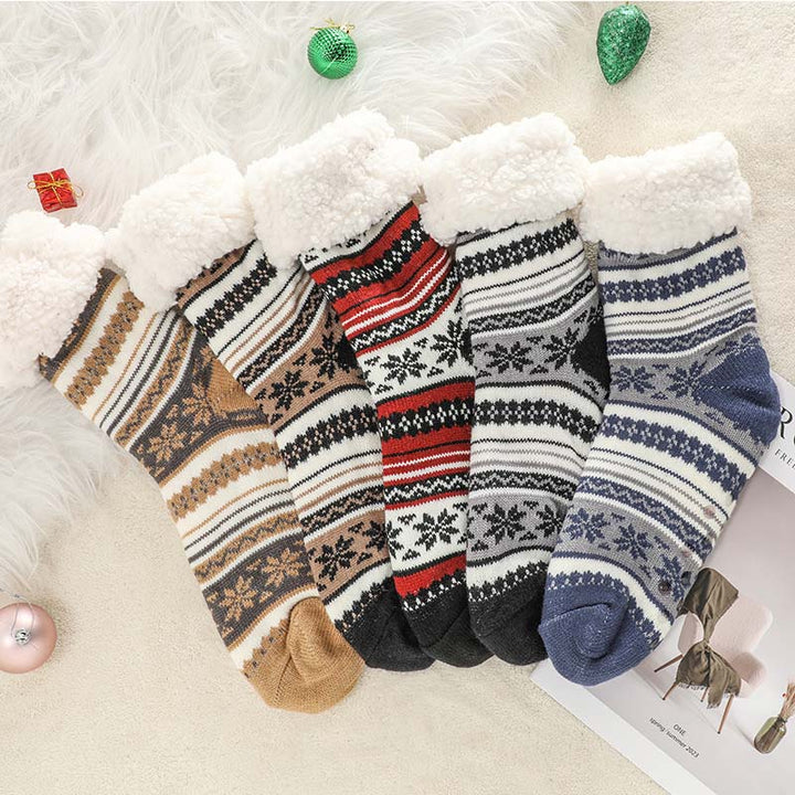 Ultra-Thick Snowflake Slipper Socks with Silicone Grip Soles