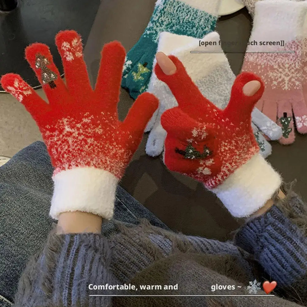 Hendrano™ Festive Fleece-Lined Convertible Fingerless Knit Gloves