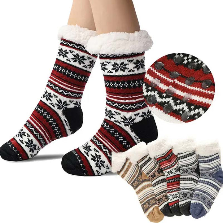 Ultra-Thick Snowflake Slipper Socks with Silicone Grip Soles