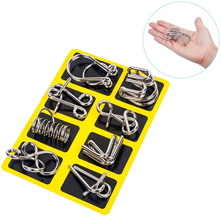 8-Piece Metal Puzzle Ring Set – Brain Teasers for Kids and Adults