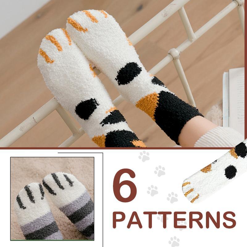 Hendrano™ Cozy Cat Paw Socks in Soft Coral Fleece, One Size Fits Most