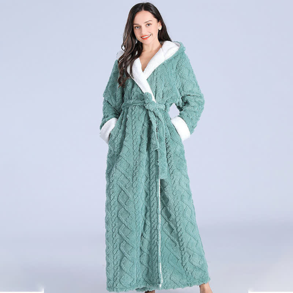 Hendrano™ Long Plush Hooded Robe with Two Large Front Pockets