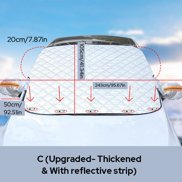 Magnetic 4-Season Windshield Cover with Reflective Mirror Covers
