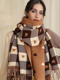 Hendrano™ Plaid Heart Pattern Winter Scarf – Soft Wrap Shawl