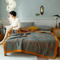 Hendrano™ Six-Layer Cotton Blanket with Orange and Blue Pattern