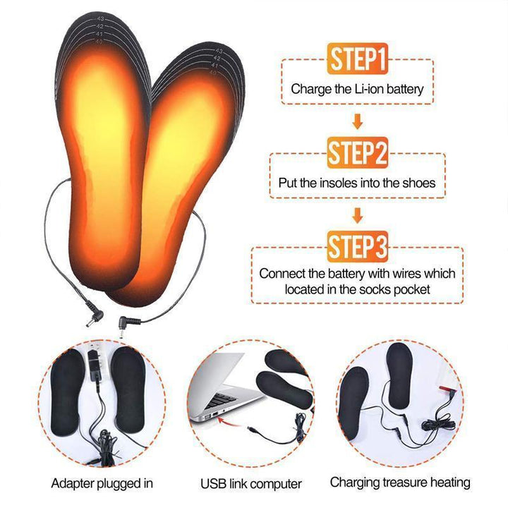 Hendrano™ USB Heated Shoe Insoles That Trim to Fit Boots and Sneakers