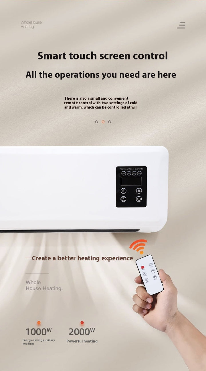 White wall-mounted warm air heater with towel rail