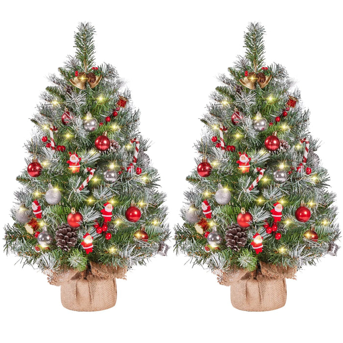 Hendrano Set of 2 Frosted Tabletop Trees with 50 Warm LEDs