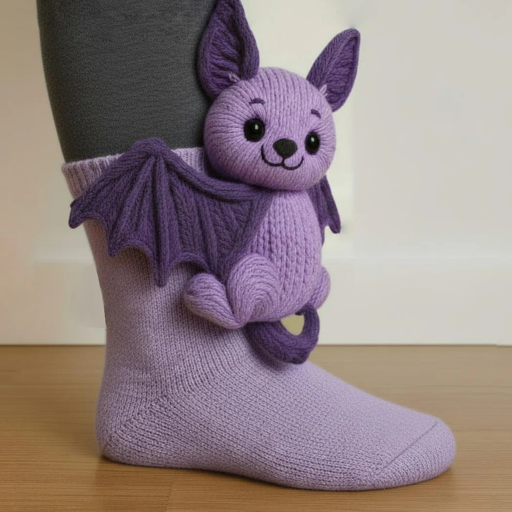 Socks with 3D crochet sloth on ankle