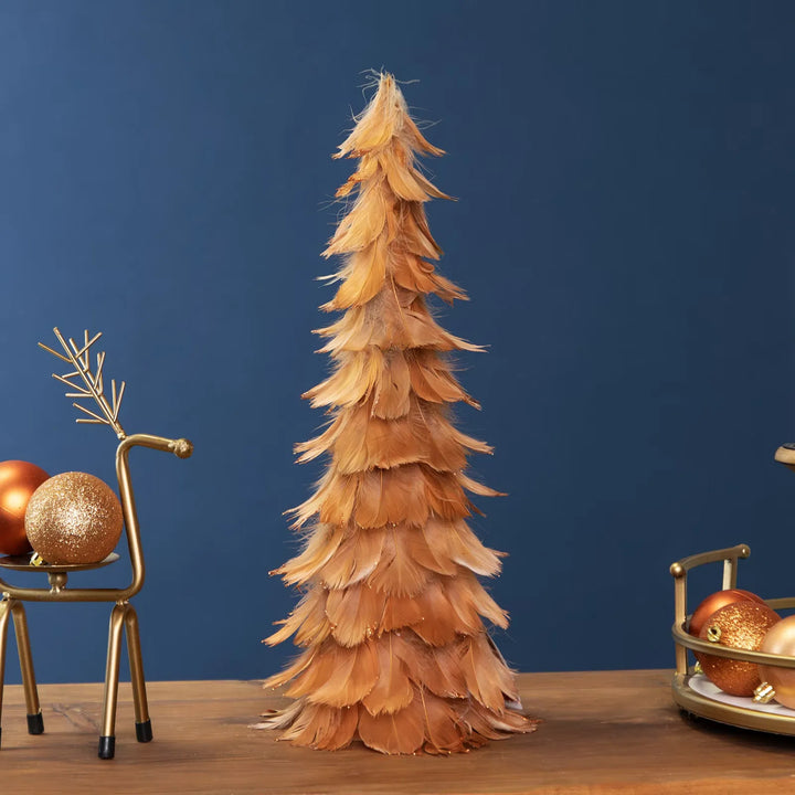 Rust orange feather cone Christmas tree