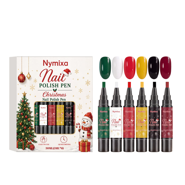 Hendrano Christmas Nail Polish Pen Set, 6 Festive Colors