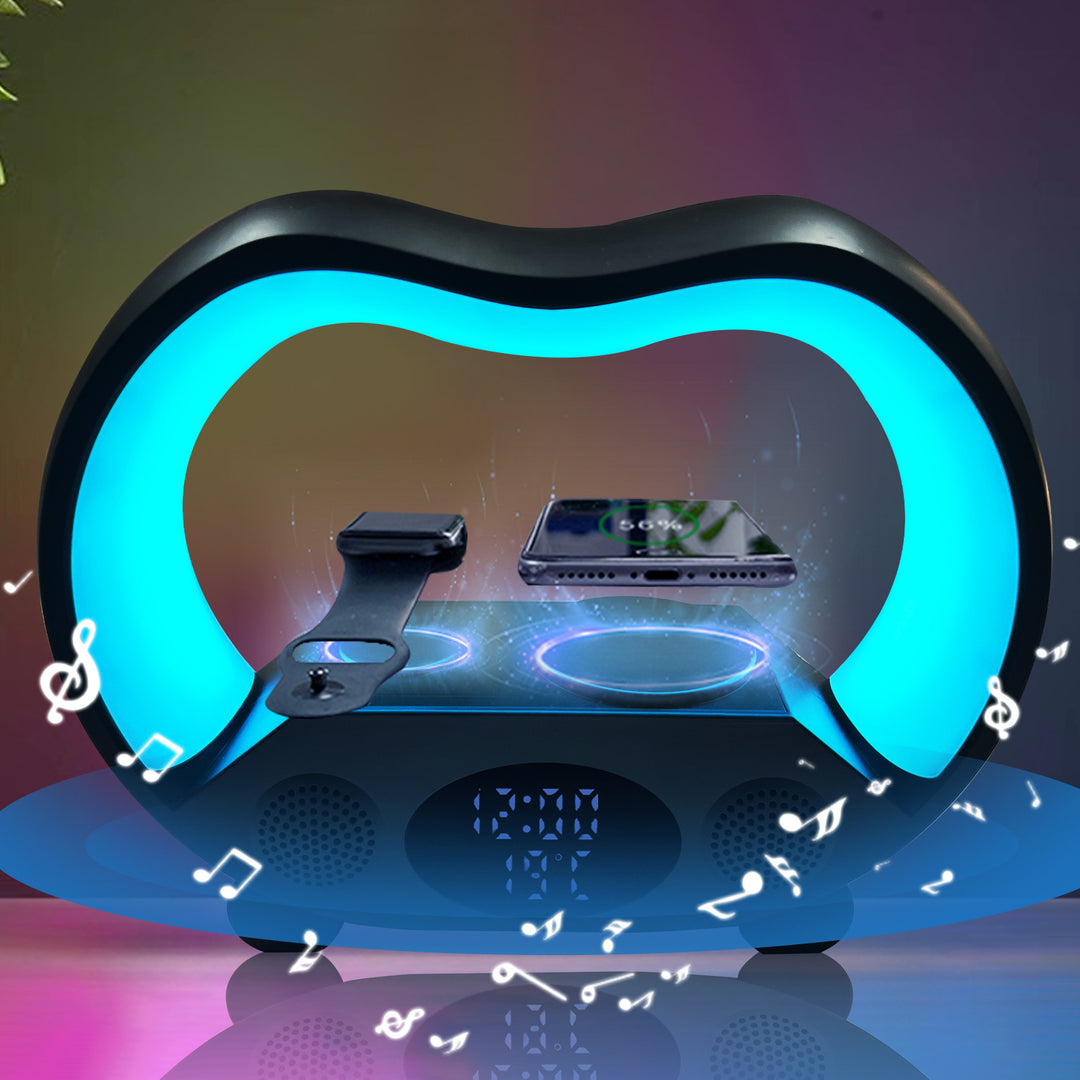 Black smart LED lamp with wireless charger