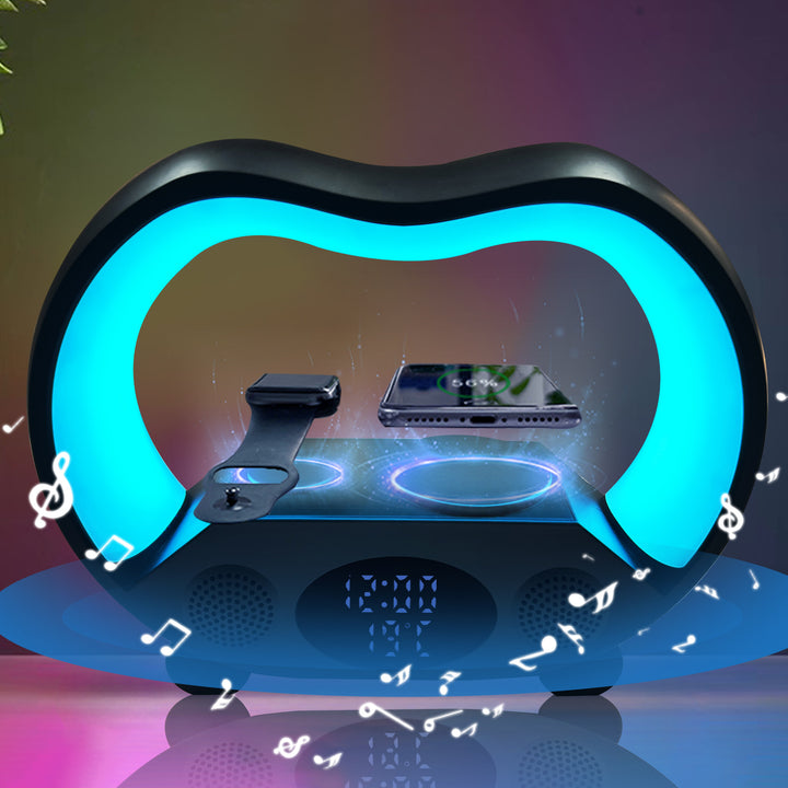 Black smart LED lamp with wireless charger