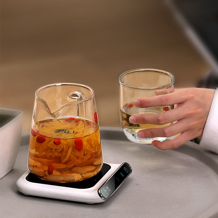 White smart mug warmer with coffee mug