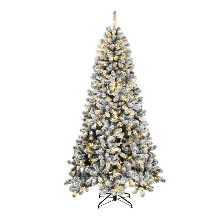 Flocked Northern pine Christmas tree with lights