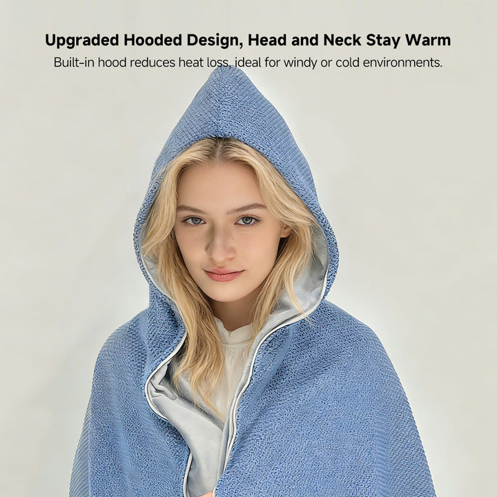 Hendrano™ Hooded USB Heated Shawl with Zipper and 3 Heat Settings