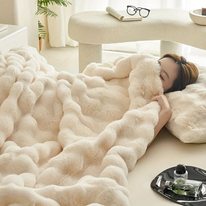 Double-Sided Fleece Blanket in Silky Faux Rabbit Fur