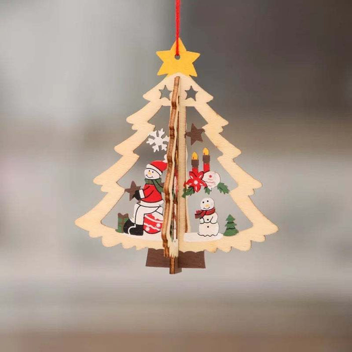 Hendrano™ Laser-Cut 3D Wooden Christmas Ornaments – Star, Bell & Bear