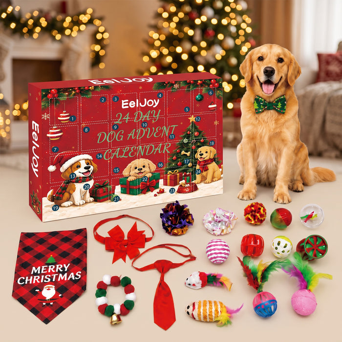 Hendrano Dog Advent Calendar with 24 Toys and Festive Bandana