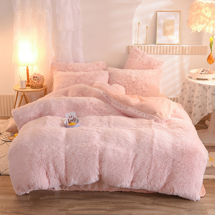 Hendrano Fluffy Plush Duvet Cover Set with Sheet and 2 Pillowcases