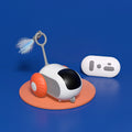 Remote control car toy with feather for cats