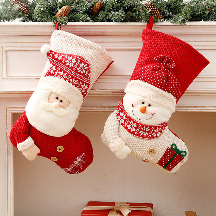 Knitted Christmas Stocking with Santa or Snowman Design