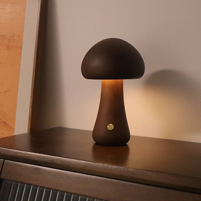 Hendrano Wooden Mushroom Night Light with Touch Dimming